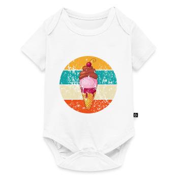 Vintage Retro Eistüte Waffeleis - Baby Premium Kurzarmbody - Weiß - Vorne