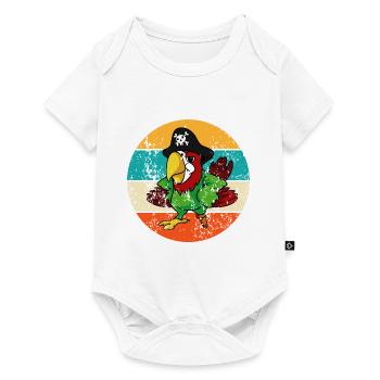 Vintage Retro Papagei Pirat - Baby Premium Kurzarmbody - Weiß - Vorne