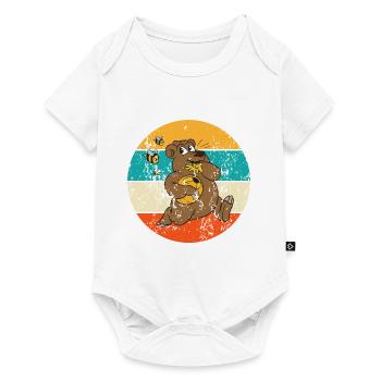Vintage Retro Braunbär Hönig Bienen - Baby Premium Kurzarmbody - Weiß - Vorne