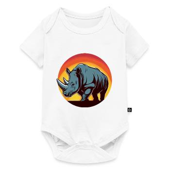 Rhinocéros Sunset Round - Body à manches courtes Premium Bébé - blanc - Devant
