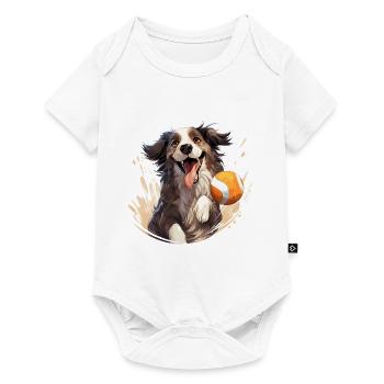 Dog playing beach volleyball - Baby Premium short-sleeve bodysuit - white - Front