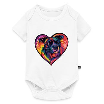 American Staffordshire Terrier Chien Cœur Amour Chien - Body à manches courtes Premium Bébé - blanc - Devant