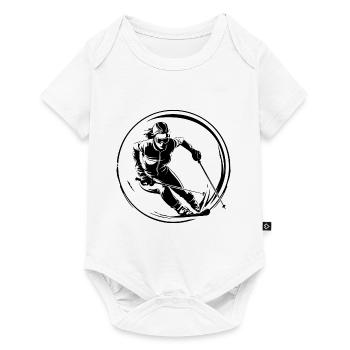 Skiing Skiing Woman Silhouette - Baby Premium short-sleeve bodysuit - white - Front