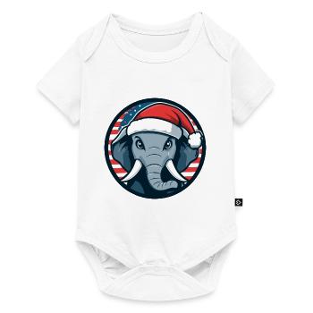 Éléphant Animal de Noël - Body à manches courtes Premium Bébé - blanc - Devant