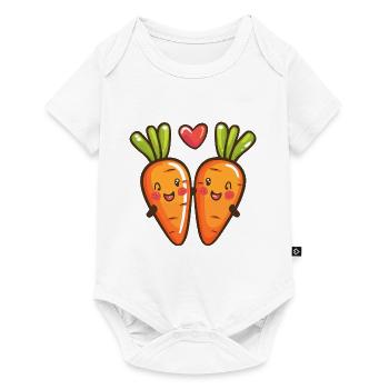 Carotte Couple Amour Coeur Bande Dessinée - Body à manches courtes Premium Bébé - blanc - Devant