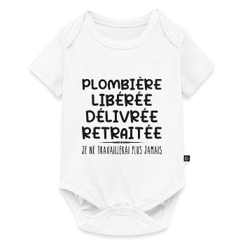Plombière célèbre sa retraite avec humour cadeau - Body à manches courtes Premium Bébé - blanc - Devant