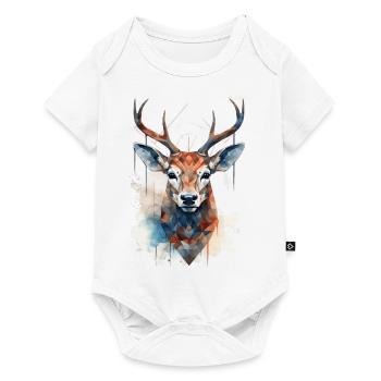 Cerf géométrique - Body à manches courtes Premium Bébé - blanc - Devant