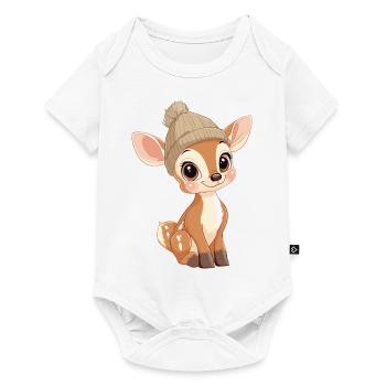 cerf mignon mignon bébé enfants animal fauve dessin animé - Body à manches courtes Premium Bébé - blanc - Devant