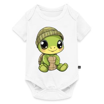 tortue mignon mignon bébé enfants animal dessin animé - Body à manches courtes Premium Bébé - blanc - Devant
