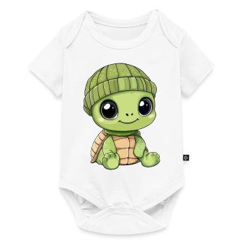tortue mignon mignon bébé enfants animal dessin animé - Body à manches courtes Premium Bébé - blanc - Devant