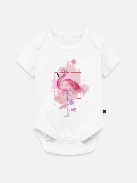 Flamingo Vogel Exotisch Sommer Splash Rosa Pink - Baby Premium Kurzarmbody - Weiß