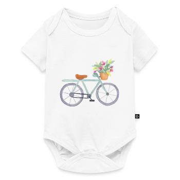 vélo fleuri - Body à manches courtes Premium Bébé - blanc - Devant