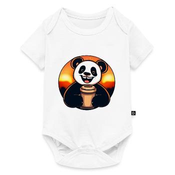 Panda panda bear drinks coffee - Baby Premium short-sleeve bodysuit - white - Front