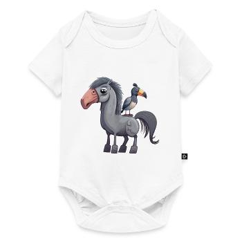 Cheval mignon avec oiseau - Body à manches courtes Premium Bébé - blanc - Devant