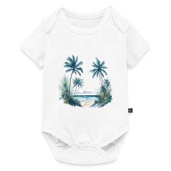 Watercolor Painting of a Beach with Palm Trees - Baby Premium short-sleeve bodysuit - white - Front