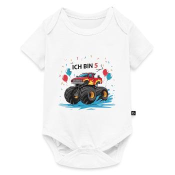 Monster Truck - Ich bin 5 - Einzigartiges Geschenk - Baby Premium Kurzarmbody - Weiß - Vorne