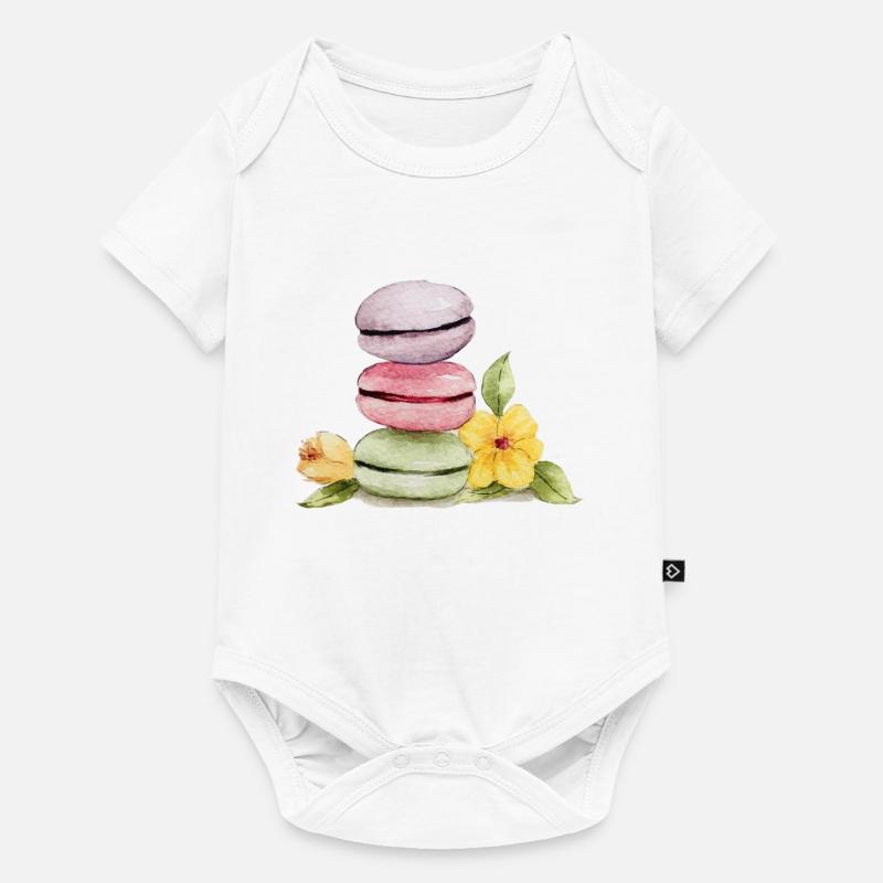 Süße Macarons - Backliebe - Baby Premium Kurzarmbody - Weiß