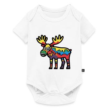 Elch Halloween Comic Lustig - Baby Premium Kurzarmbody - Weiß - Vorne