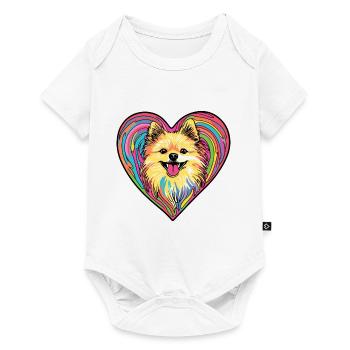 Chien de Poméranie Cœur de Chien Amour de Poméranie - Body à manches courtes Premium Bébé - blanc - Devant