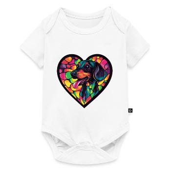Teckel BadgerDog Heart Dog Love - Body à manches courtes Premium Bébé - blanc - Devant