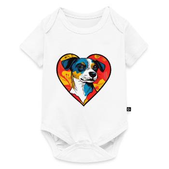 Jack Russell Terrier Chien Coeur Amour Chien - Body à manches courtes Premium Bébé - blanc - Devant