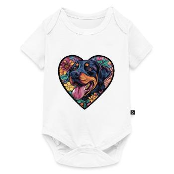 Rottweiler Chien Coeur Amour Chien - Body à manches courtes Premium Bébé - blanc - Devant