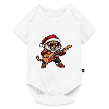 Tiger Christmas Guitar - Baby Premium short-sleeve bodysuit - white - Front