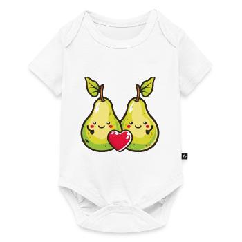 Poire Couple Amour Coeur Bande Dessinée - Body à manches courtes Premium Bébé - blanc - Devant