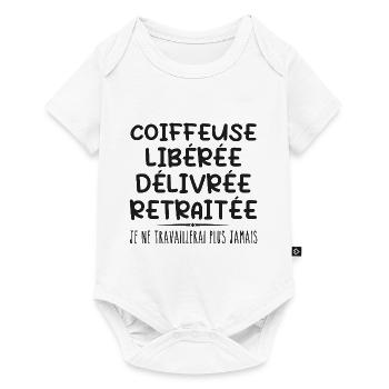 Coiffeuse célèbre sa retraite avec humour cadeau - Body à manches courtes Premium Bébé - blanc - Devant