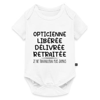 Optikerin feiert ihren Ruhestand mit humorvollem Geschenk - Baby Premium Kurzarmbody - Weiß - Vorne