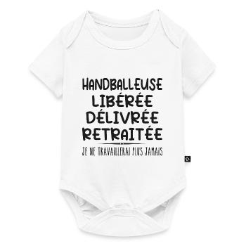 Handballeuse célèbre sa retraite avec humour cadea - Body à manches courtes Premium Bébé - blanc - Devant