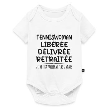 Tenniswoman célèbre sa retraite avec humour cadeau - Body à manches courtes Premium Bébé - blanc - Devant