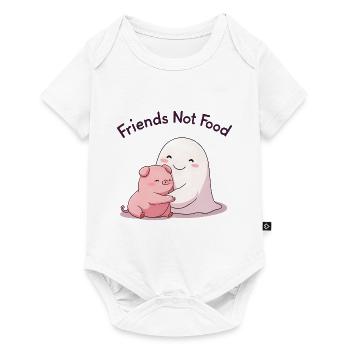 Friends Not Food – Sweet Ghost Hugs Pig - Baby Premium short-sleeve bodysuit - white - Front