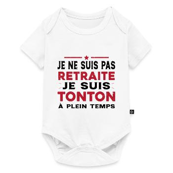 Tonton à Plein Temps Cadeau Retraite Tonton - Body à manches courtes Premium Bébé - blanc - Devant