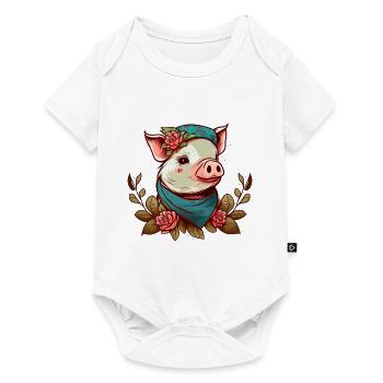 Ferkel mit Kopftuch - Baby Premium Kurzarmbody - Weiß - Vorne