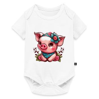 Piggy avec foulard - Body à manches courtes Premium Bébé - blanc - Devant
