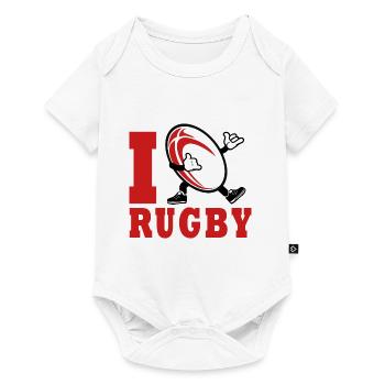 i love Rugby sport rugby rugby player - Baby Premium short-sleeve bodysuit - white - Front