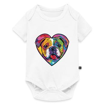 Bouledogue Chien Coeur Chien Amour - Body à manches courtes Premium Bébé - blanc - Devant