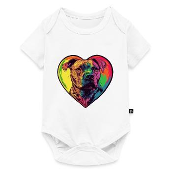Pit Terrier Hund Herz Hundeliebe - Baby Premium Kurzarmbody - Weiß - Vorne
