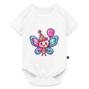 papillon anniversaire bande dessinée mignon - Body à manches courtes Premium Bébé - blanc - Devant