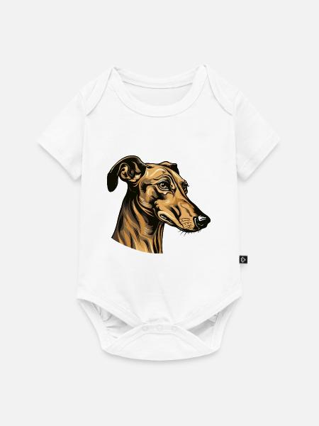 Greyhound Hund Portrait - Baby Premium Kurzarmbody - Weiß