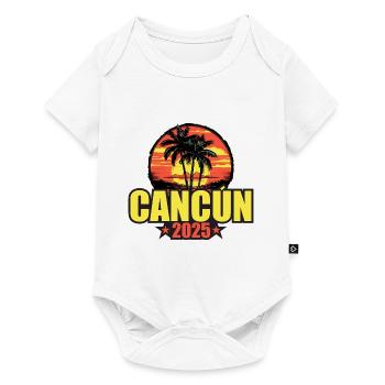 Cancun 2025 Vacances Palmiers Coloré - Body à manches courtes Premium Bébé - blanc - Devant