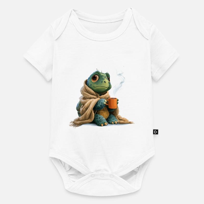 Kaffee Schildkröte Design - Baby Premium Kurzarmbody - Weiß