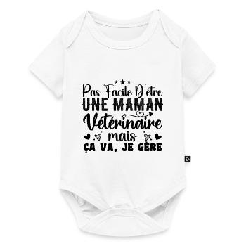 Maman Vétérinaire Idée Cadeau Métier Citation - Body à manches courtes Premium Bébé - blanc - Devant
