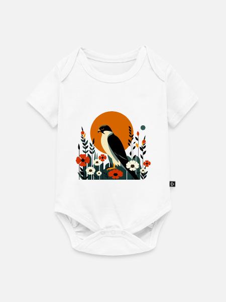 Wanderfalke in Blumen - Baby Premium Kurzarmbody - Weiß