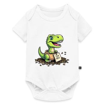 Tea Rex Dinosaurier Tee - Baby Premium Kurzarmbody - Weiß - Vorne