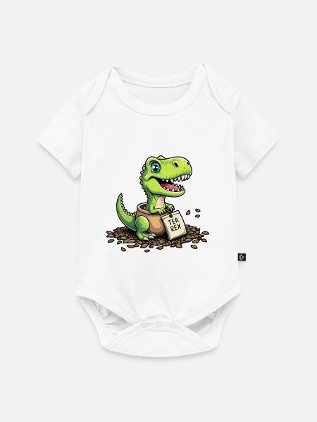 Tea Rex Dinosaurier Tee - Baby Premium Kurzarmbody - Weiß