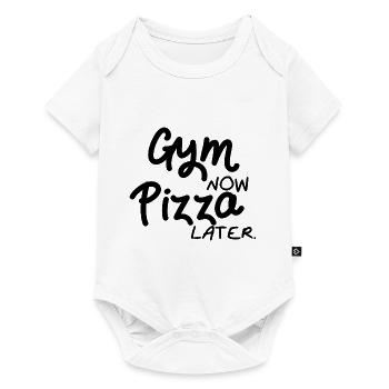 Fitnessstudio und Pizza - Baby Premium Kurzarmbody - Weiß - Vorne