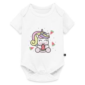 Pastèque Kawaii Licorne Fruits d’été Melons - Body à manches courtes Premium Bébé - blanc - Devant