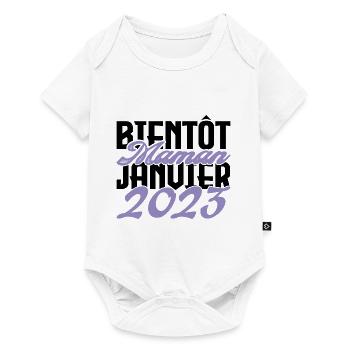Annonce grossesse. bientôt Maman Janvier 2023.mama - Body à manches courtes Premium Bébé - blanc - Devant